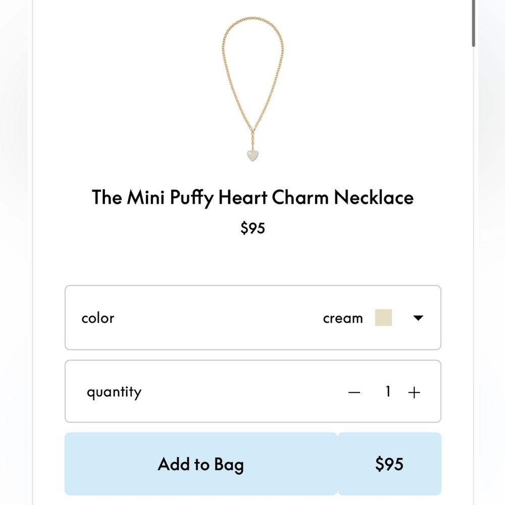 Roxanne Assoulin The Mini Puffy Heart Charm Necklace - Cream - Picture 3 of 3